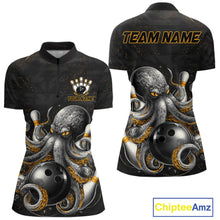 Load image into Gallery viewer, Personalized Funny Octopus Bowling Jersey For Women Custom Bowling Team Shirts Polo &amp; Quarter Zip TDM6518