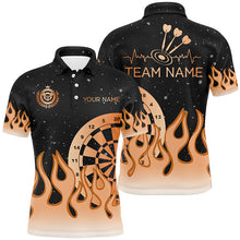 Load image into Gallery viewer, Orange Dartboard Fire Flame Men Darts Polo &amp; Quarter-Zip Shirt Custom Team Jersey Darts Gifts TDM2740