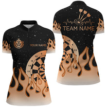 Load image into Gallery viewer, Orange Dartboard Fire Flame Women Darts Polo &amp; Quarter-Zip Shirt Custom Team Jersey Darts Gifts TDM2740