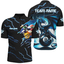 Load image into Gallery viewer, Blue Lightning Thunder Custom 3D Dragon 8 Ball Billiard Shirts, Men Billiard League Team Jerseys TDM2744