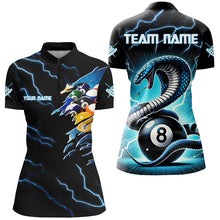 Load image into Gallery viewer, Blue Lightning Thunder Custom Cobra Snake 8 Ball Billiard Shirts, Women Billiard League Team Jerseys TDM2745