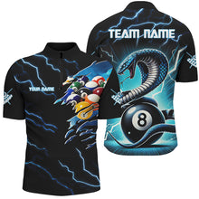 Load image into Gallery viewer, Blue Lightning Thunder Custom Cobra Snake 8 Ball Billiard Shirts, Men Billiard League Team Jerseys TDM2745