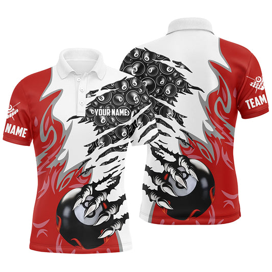 Personalized Claw 8 Ball Pool Red 3D Billiard Polo Shirts For Men Best Billiard Apparel Clothing TDM0574