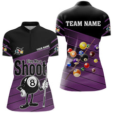 Load image into Gallery viewer, Personalized Purple Give Me A Shoot Billiard Shirts For Women, Funny Saying Billiard Jerseys TDM2989