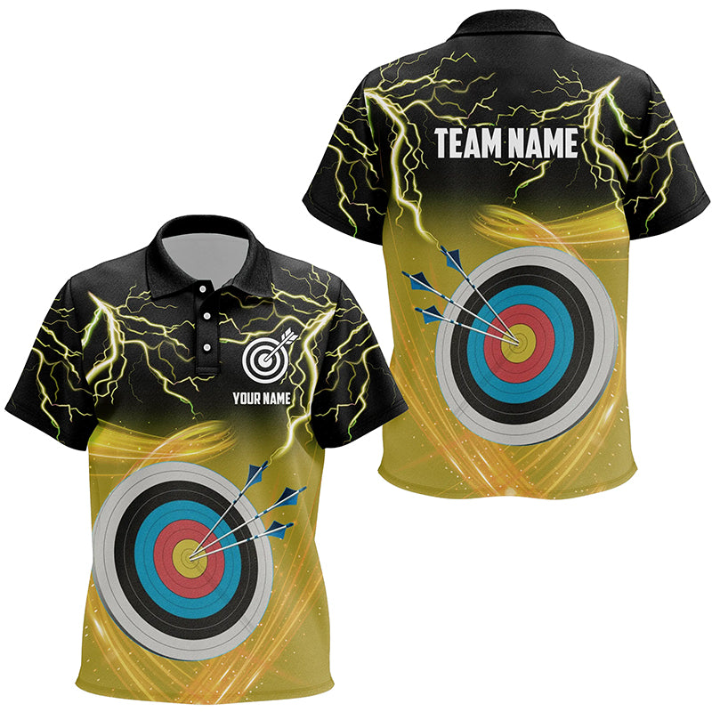 Custom Archery 3d Target Thunder Lightning Polo Shirts For Kid, Best Archery Team Shirts |Yellow TDM0738