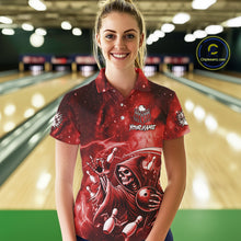 Load image into Gallery viewer, Funny Red Grim Reaper Galaxy Bowling Shirt For Women Custom Bowling Team Jersey Polo &amp; 1/4 Zip TDM6078