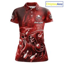 Load image into Gallery viewer, Funny Red Grim Reaper Galaxy Bowling Shirt For Women Custom Bowling Team Jersey Polo &amp; 1/4 Zip TDM6078