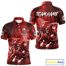 Load image into Gallery viewer, Funny Red Grim Reaper Galaxy Bowling Shirt For Men Custom Bowling Team Jersey Polo &amp; 1/4 Zip TDM6078