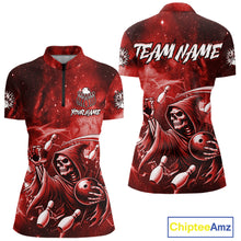 Load image into Gallery viewer, Funny Red Grim Reaper Galaxy Bowling Shirt For Women Custom Bowling Team Jersey Polo &amp; 1/4 Zip TDM6078