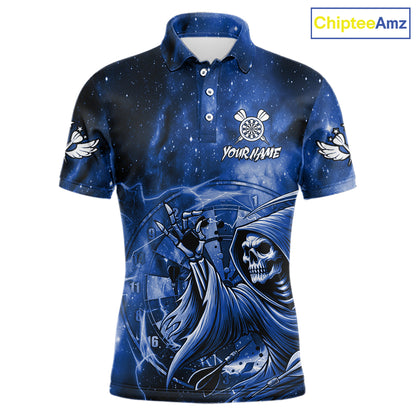 Blue Grim Reaper Galaxy Dart Shirt For Men Custom Darts Jersey Pocket Option TDM6082