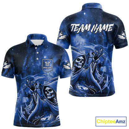 Blue Grim Reaper Galaxy Dart Shirt For Men Custom Darts Jersey Pocket Option TDM6082