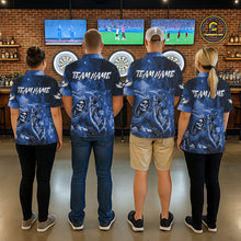 Load image into Gallery viewer, Blue Grim Reaper Galaxy Dart Shirt For Women Custom Darts Jersey Pocket Option TDM6082