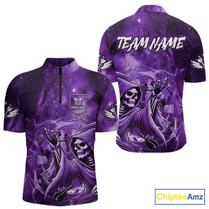 Purple Grim Reaper Dart Shirt With Pocket Option For Men Custom Darts Jersey TDM6083