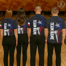 Load image into Gallery viewer, Personalized Texas Flag Smoke Bowling Shirt For Men, Patriotic Bowling Team Jersey Polo &amp; 1/4 Zip TDM6088