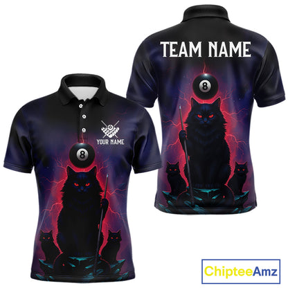 Personalized Billiard Cats Lightning 8 Ball Pool Shirt For Men, Billiard Team Jersey Polo & 1/4 Zip TDM6344