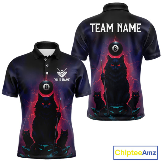 Personalized Billiard Cats Lightning 8 Ball Pool Shirt For Men, Billiard Team Jersey Polo & 1/4 Zip TDM6344