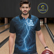 Load image into Gallery viewer, Custom Blue Lightning Cobra Snake Bowling Shirt For Men, Bowling Team Jersey Polo &amp; 1/4 Zip TDM6350