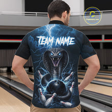 Load image into Gallery viewer, Custom Blue Lightning Cobra Snake Bowling Shirt For Men, Bowling Team Jersey Polo &amp; 1/4 Zip TDM6350