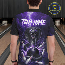 Load image into Gallery viewer, Custom Purple Lightning Cobra Snake Bowling Shirt For Men, Bowling Team Jersey Polo &amp; 1/4 Zip TDM6351