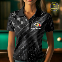 Load image into Gallery viewer, Custom Black US Flag Billiard Shirt For Women Custom Patriotic Billiard Team Jersey Polo &amp; 1/4 Zip TDM6530
