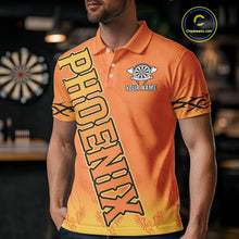 Load image into Gallery viewer, Personalized Yellow Phoenix Dartboard Men's Darts Shirt - Custom Name For Players NYN0518