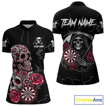 Load image into Gallery viewer, Personalized Red Funny Skull Roses Darts Shirt For Women Custom Darts Team Jersey, Darts Outfit TDM4356
