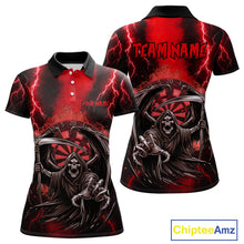 Load image into Gallery viewer, Personalized Red Grim Reaper Thunder Lightning Darts Shirt For Women, 3D Darts Team Jerseys TDM4588
