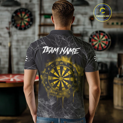 Black And Yellow Smoke Grim Reaper Dart Shirts For Men Custom Halloween Darts Jersey Outfit TDM4591