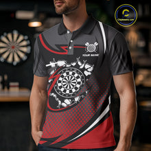 Load image into Gallery viewer, Funny Crack Dartboard Red Darts Polo &amp; Quarter Zip Custom Darts Shirt For Men Darts Team Jersey TDM5006