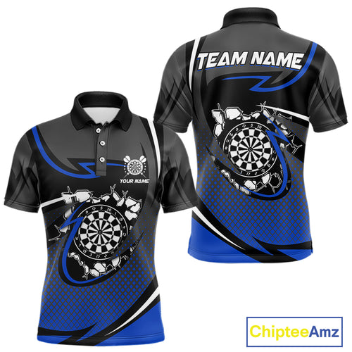 Funny Crack Dartboard Blue Darts Polo & Quarter Zip Custom Darts Shirt For Men Darts Team Jersey TDM5007
