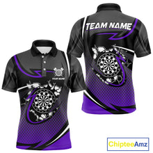 Load image into Gallery viewer, Funny Crack Dartboard Purple Darts Polo &amp; Quarter Zip Custom Darts Shirt For Men Darts Team Jersey TDM5008