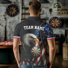 Load image into Gallery viewer, American Flag Eagle Darts Shirt For Men Custom Patriotic Darts Jersey Team Polo &amp; Quarter Zip TDM5012