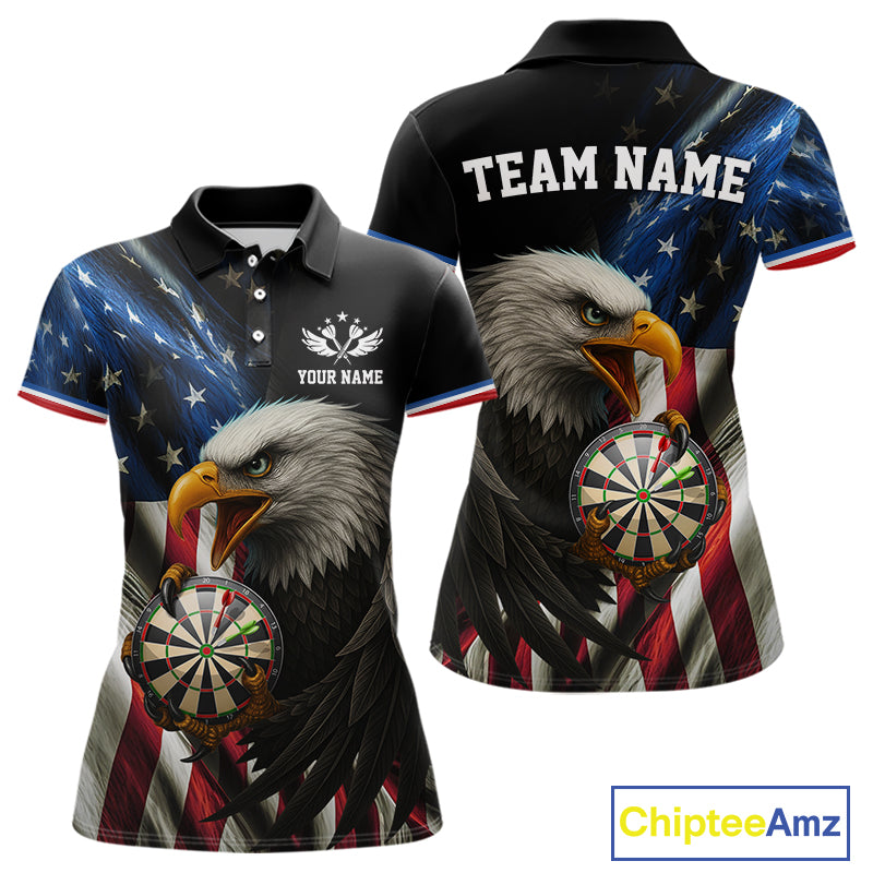 American Flag Eagle Darts Shirt For Women Custom Patriotic Darts Jersey Team Polo & Quarter Zip TDM5012