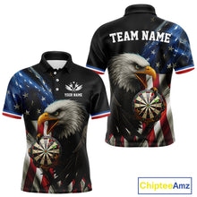 Load image into Gallery viewer, American Flag Eagle Darts Shirt For Men Custom Patriotic Darts Jersey Team Polo &amp; Quarter Zip TDM5012