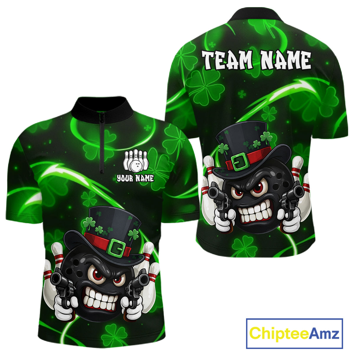 Personalized St Patrick Day Bowling Shirt For Men, Funny Shamrock Luckiest Bowling Team Jersey TDM5746