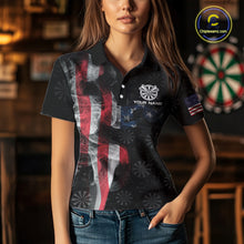 Load image into Gallery viewer, Smoke American Flag Dart Shirt with pocket Custom Patriotic Women Dart Jersey TDM3577