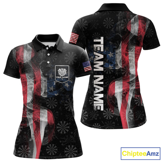 Smoke American Flag Dart Shirt with pocket Custom Patriotic Women Dart Jersey TDM3577