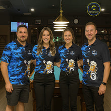 Load image into Gallery viewer, Blue Flaming Funny Beer 8 Ball Billiard Shirt For Men Custom Pool Team Jersey Polo &amp; 1/4 Zip TDM5937