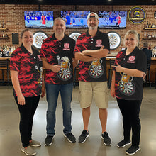 Load image into Gallery viewer, Red Flaming Dartboard Funny Beer Darts Shirt For Men Custom Darts Jersey Team Polo &amp; 1/4 Zip TDM5939