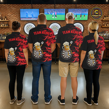 Red Flaming Dartboard Funny Beer Darts Shirt For Women Custom Darts Jersey Team Polo & 1/4 Zip TDM5939