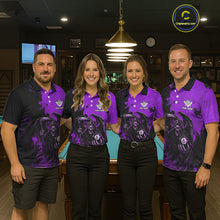 Load image into Gallery viewer, Purple Grim Reaper 8 Ball Billiard Shirt For Men Custom Skull Pool Team Jersey Polo &amp; 1/4 Zip TDM6104
