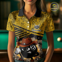 Load image into Gallery viewer, Yellow Grunge Funny 8 Ball Billiard Shirt For Women Custom Pool Team Jersey Polo &amp; 1/4 Zip TDM6355