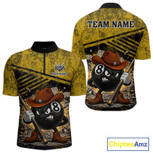 Load image into Gallery viewer, Yellow Grunge Funny 8 Ball Billiard Shirt For Men Custom Pool Team Jersey Polo &amp; 1/4 Zip TDM6355