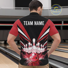 Load image into Gallery viewer, Black And Red Bowling Jersey For Men Custom Strike Lightning Bowling Team Jersey Polo &amp; 1/4 Zip TDM6357