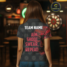Load image into Gallery viewer, Funny Red Camo Darts Skull Aim Shoot Swear Repeat Custom Dart Shirts For Women, Darts Team Jersey TDM4797