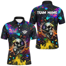 Load image into Gallery viewer, Personalized Colorful Ink Splash Skull Billiard Shirts For Men, Funny Billiard Jerseys Pool Outfit TDM2762