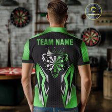 Load image into Gallery viewer, Black And Green Funny Crown Darts Shirt For Men Custom Darts Jerseys Team Polo &amp; Quarter Zip TDM5017
