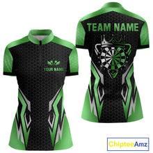 Load image into Gallery viewer, Black And Green Funny Crown Darts Shirt For Women Custom Darts Jerseys Team Polo &amp; Quarter Zip TDM5017