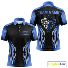 Load image into Gallery viewer, Black And Blue Funny Crown Darts Shirt For Men Custom Darts Jerseys Team Polo &amp; Quarter Zip TDM5018
