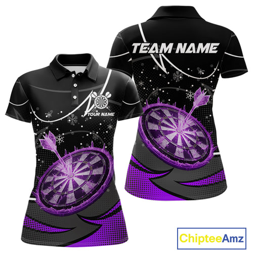 Purple Dartboard Frozen Ice Darts Shirt For Women Custom Darts Jersey Team Polo & Quarter Zip TDM5228